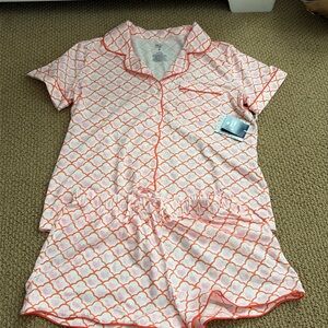 Roller Rabbit Pink and Orange Heart Pajama Set M NWT